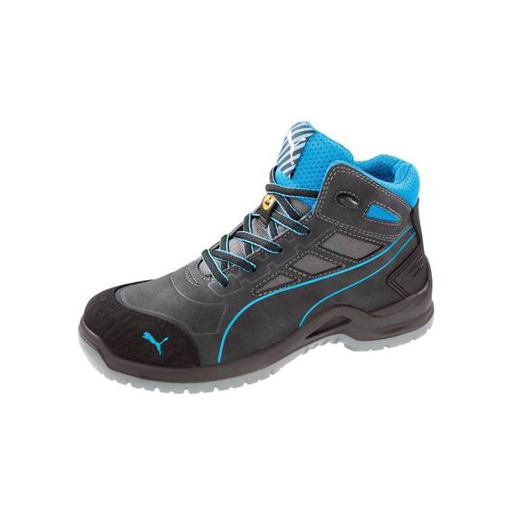 NEW PUMA women's beryll mid work shoes steel toe in black/blue